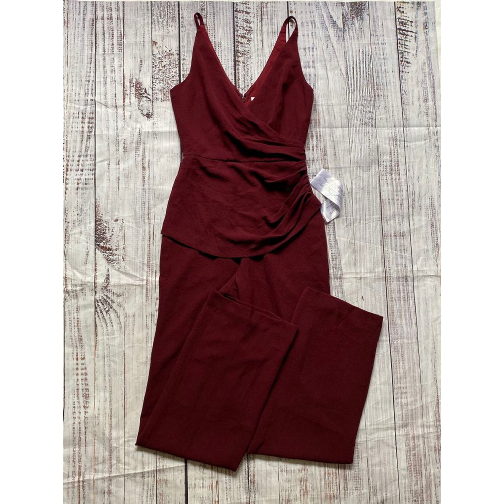 Dress the Population Sam Shirred Burgundy Elegant Jumpsuit NWOT Small - Picture 2 of 8